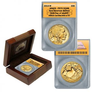 2014 PR70 ANACS First Day of Issue Limited Edition of 47 $50 Gold Buffalo Coin