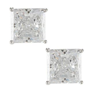 Sunstone 925 Sterling Silver Square cut Solitaire Earrings Made with SWAROVSKI ZIRCONIA Sunstone Cubic Zirconia Earrings