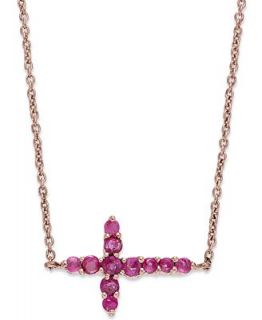 10k Rose Gold Necklace, Ruby Sideways Cross Pendant (3/8 ct. t.w.)   Necklaces   Jewelry & Watches