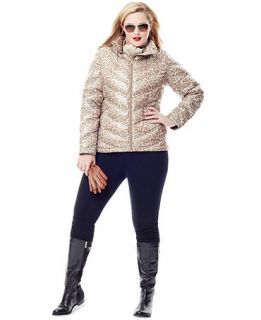 Cold Weather Style Plus Size Animal Print Lightweight Puffer Jacket Look   Women