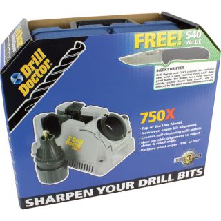Drill Doctor Drill Bit Sharpener with FREE Pocket Knife with Purchase — 3/32in. Dia. to 3/4in. Dia. Split-Point Bits, Model# DD750X-KP