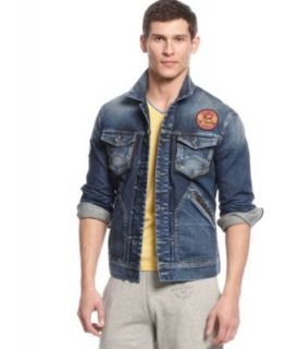 Armani Jeans Leather Trimmed Canvas Jacket   Coats & Jackets   Men