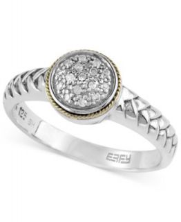 Balissima by EFFY Black Diamond Accent Round Ring in Sterling Silver and 18k Gold   Rings   Jewelry & Watches