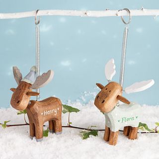 personalised wooden spring moose by chantal devenport designs