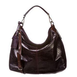 mariella leather handbag in aubergine/purple by peony & moore