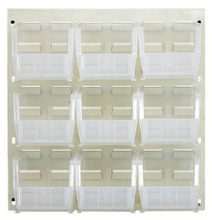 Wall Mount Louvered Panel with Clear Plastic Bins   QLP 1819BG 230 9CL   Open Home Storage Bins