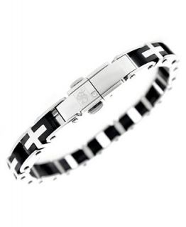 Simmons Jewelry Co. Stainless Steel & Synthetic Rubber Bracelet   Bracelets   Jewelry & Watches
