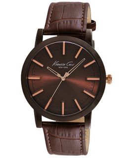 Kenneth Cole New York Mens Brown Leather Strap Watch 44mm KC8044   Watches   Jewelry & Watches