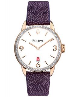Bulova Womens Diamond (2/5 ct. t.w.) Purple Stingray Leather Strap Watch 32mm 98R196   Watches   Jewelry & Watches