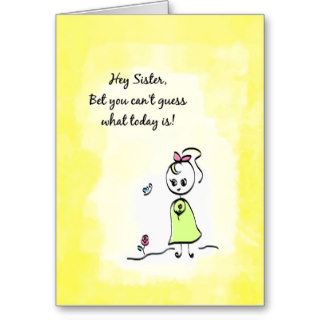 Cute Thinking of You Sister Day With Girl Holding Greeting Cards