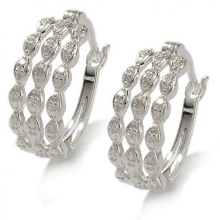 Sterling Silver Diamond Accent 3 Row Marquise Hoop Earrings