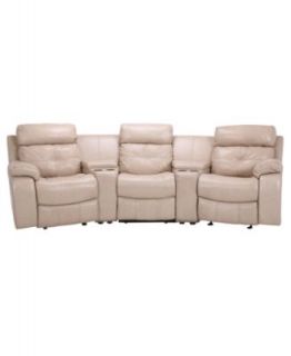 Justin Leather Sectional with Vinyl Sides & Back Recliner Chairs, 3 Piece Set (2 Recliners and Console) 85W X 46D X 39H   Furniture