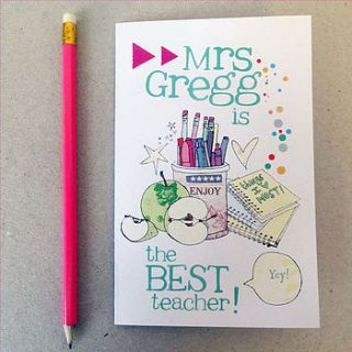 personalised thank you teacher card by alice palace