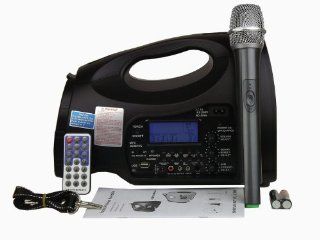 Hisonic HS227 Rechargeable Portable PA System with Built in Lithium Battery, 100 channel UHF Wireless Microphone,  Player with Voice Recorder, FM Radio, 65 Watts, Color Black, Remote Control Included Musical Instruments