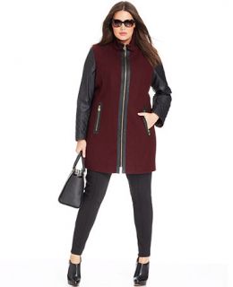 MICHAEL Michael Kors Plus Size Wool Blend Mixed Media Colorblock Coat   Coats   Women