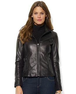 Lauren Ralph Lauren Leather Zip Front Jacket   Jackets & Blazers   Women