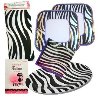 Animal Zebra Print Party Supplies Pack for 20 guests   plates, napkins, tablecover, snack platter, bachelorette tattoo Health & Personal Care