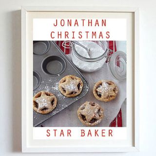 'christmas star baker' personalised print by rossana novella wall decor