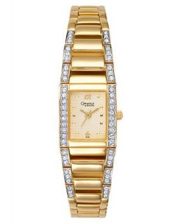 Caravelle New York by Bulova Watch, Womens Gold Tone Crystal Accented Bracelet 45L95   Watches   Jewelry & Watches