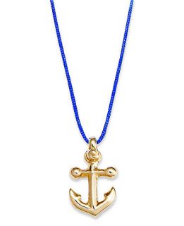 10k Gold Necklace, Blue Anchor Pendant on Blue Nylon Cord   Necklaces   Jewelry & Watches