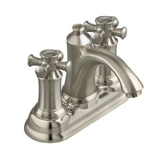 American Standard 7415.221.295 Portsmouth Centerset Faucet with Speed Connect Drain with Cross Handles, Satin Nickel   Touch On Bathroom Sink Faucets  