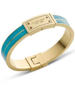 Michael Kors Gold Tone Turquoise Pave Padlock Bangle Bracelet   Women