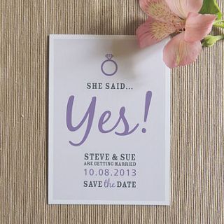 'she said yes' save the date invitation by project pretty