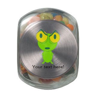 Angry frog cartoon glass candy jar