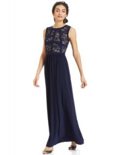 Adrianna Papell Dress, Elbow Sleeve Sequined Beaded Gown   Dresses   Women
