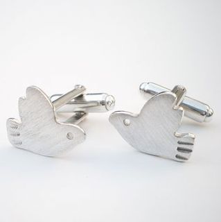 dove silver cufflinks by ali bali jewellery