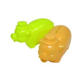 Small Plastic Piggy Banks in Green and Orange PKG (8) Toys & Games