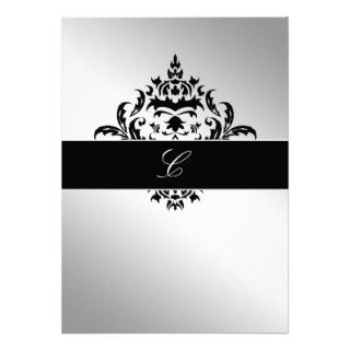 311 Simplisticly Elegant Damask Silver Personalized Announcement