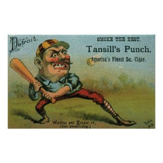 Vintage Baseball Cigar Label, Tansill's Punch Poster