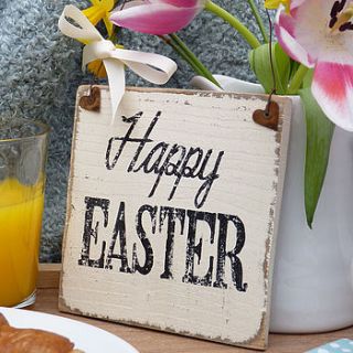 vintage style 'happy easter' sign by delightful living