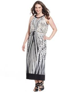Calvin Klein Plus Size Dress, Sleeveless Printed Keyhole Maxi   Dresses   Plus Sizes