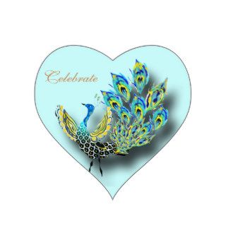 Painted peacock heart sticker