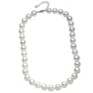 Pearlz Ocean Sterling Silver Reconstructed Shell Bead Necklace (12mm) Pearlz Ocean Pearl Necklaces