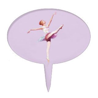 Ballerina in Pink and Lavender Cake Toppers