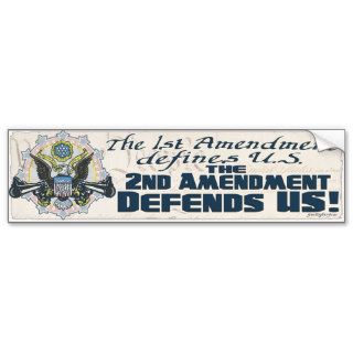 2nd Amendment Defends  Gun Toting Eagle Gear Bumper Sticker