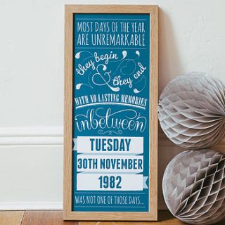 personalised special date art print by milly's cottage