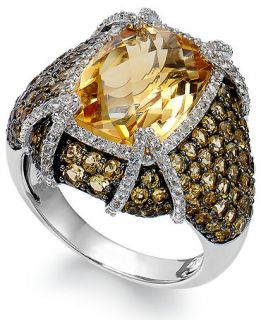 Sterling Silver Citrine (9 3/8 ct. t.w.) and White Topaz (1/2 ct. t.w.) Ring   Rings   Jewelry & Watches