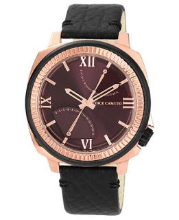 Vince Camuto Watch, Mens Black Leather Strap 44mm VC 1003BYRG   Watches   Jewelry & Watches