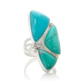 Jay King Freeform High Blue Campitos Turquoise and CZ Sterling Silver Ring