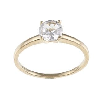 Miadora 10k Yellow Gold Created White Sapphire Solitaire Ring Miadora Gemstone Rings