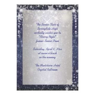 Elegant Royal Blue Starry Night Prom Custom Invitations