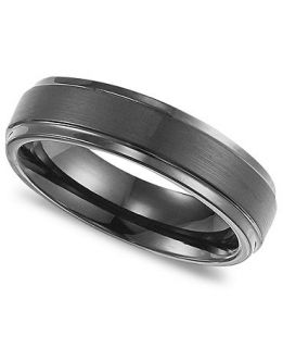 Triton Mens Black Tungsten Carbide Ring, Comfort Fit Wedding Band (6mm)   Rings   Jewelry & Watches
