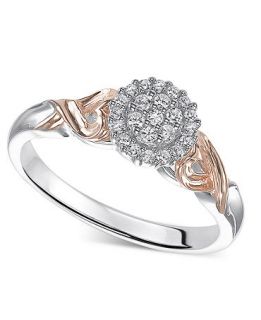 Diamond Ring, Sterling Silver and 10k Rose Gold Diamond Engagement Ring (1/6 ct. t.w.)   Rings   Jewelry & Watches