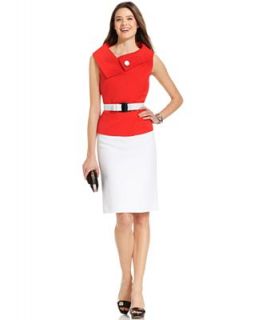 Tahari by ASL Suit, Sleeveless Belted Shell & Pencil Skirt   Suits & Suit Separates   Women