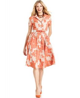 Jones New York Dress, Short Sleeve Floral Print Shirt Dress   Dresses   Women