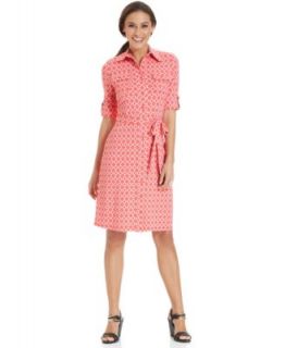 NY Collection Petite Dress, Three Quarter Sleeve Shirtdress   Dresses   Women
